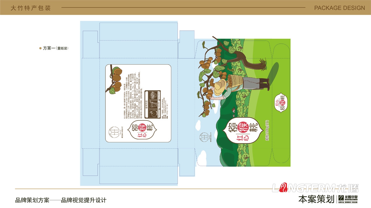 大竹特產紅心獼猴桃水果包裝設計_農產品快遞盒包裝箱設計公司